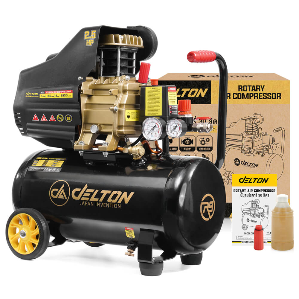 ปั๊มลมโรตารี่ DELTON รุ่น DRT-30L-R 30 ลิตร 2.5 แรงม้า